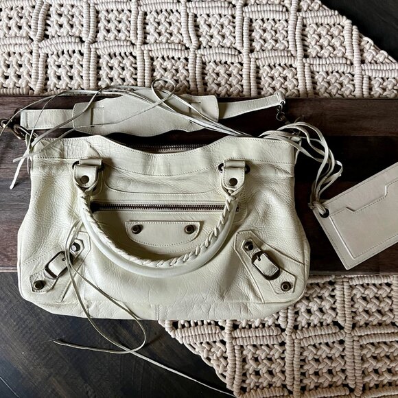 Authentic BALENCIAGA The First Hand Bag Ivory Leather 2005 Awesome - Picture 4 of 16